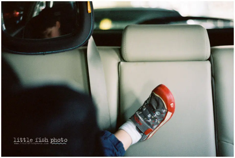 asleep in the car seat on the ferry