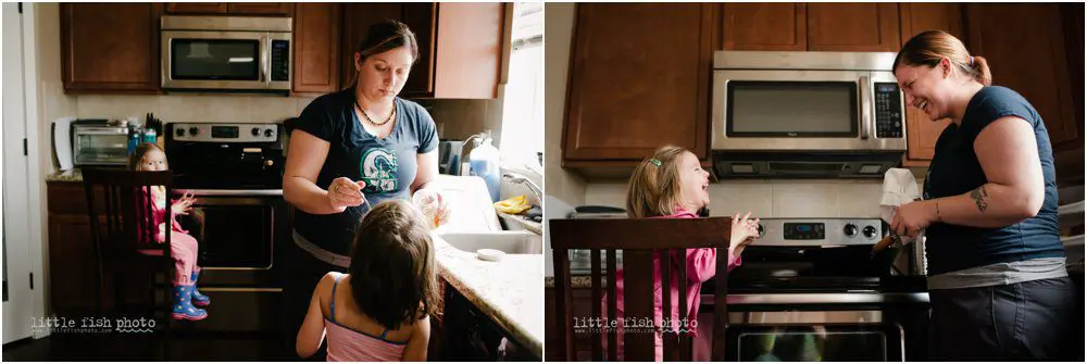 family preps dinner