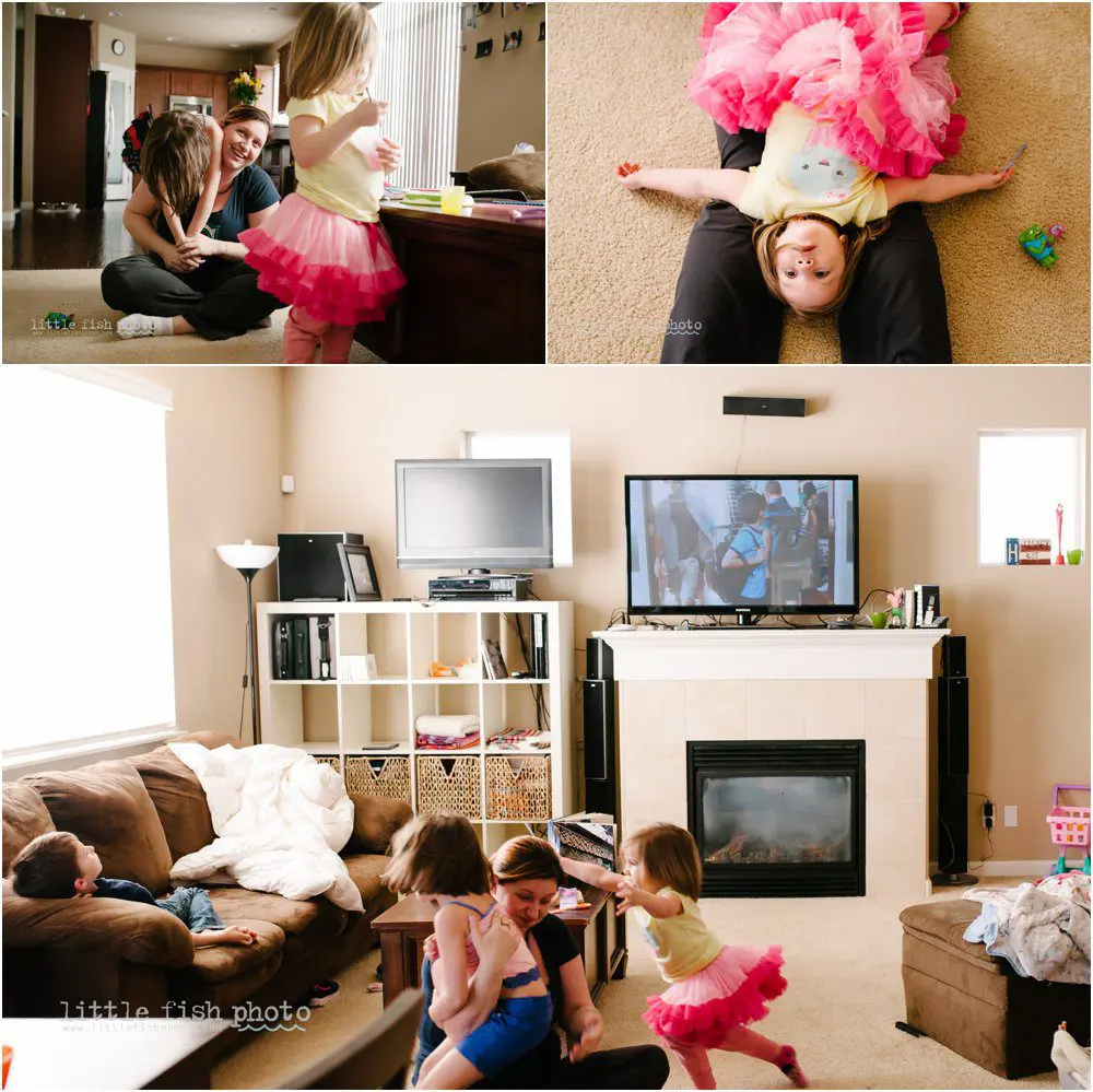 kid horseplay in living room