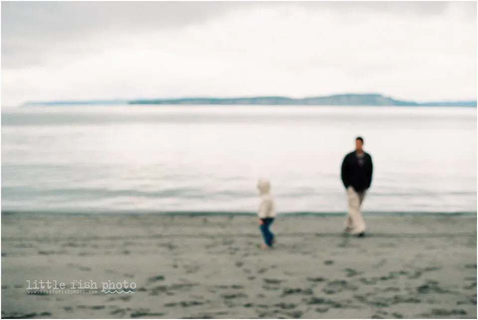 father and son at beach