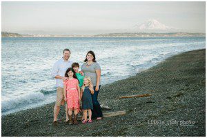 Family on Beach with Rainier - Bainbridge Island Family Photographer