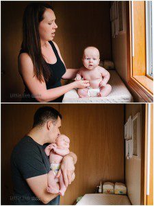 3 month old baby girl at home with mom and dad - family lifestyle photography