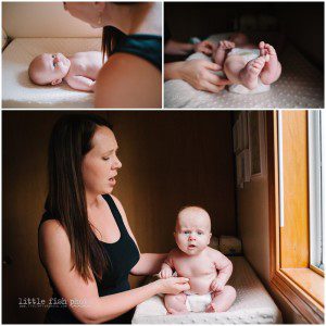 3 month old baby girl at home with mom and dad - family lifestyle photography