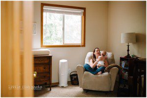 3 month old baby girl at home with mom and dad - family lifestyle photography