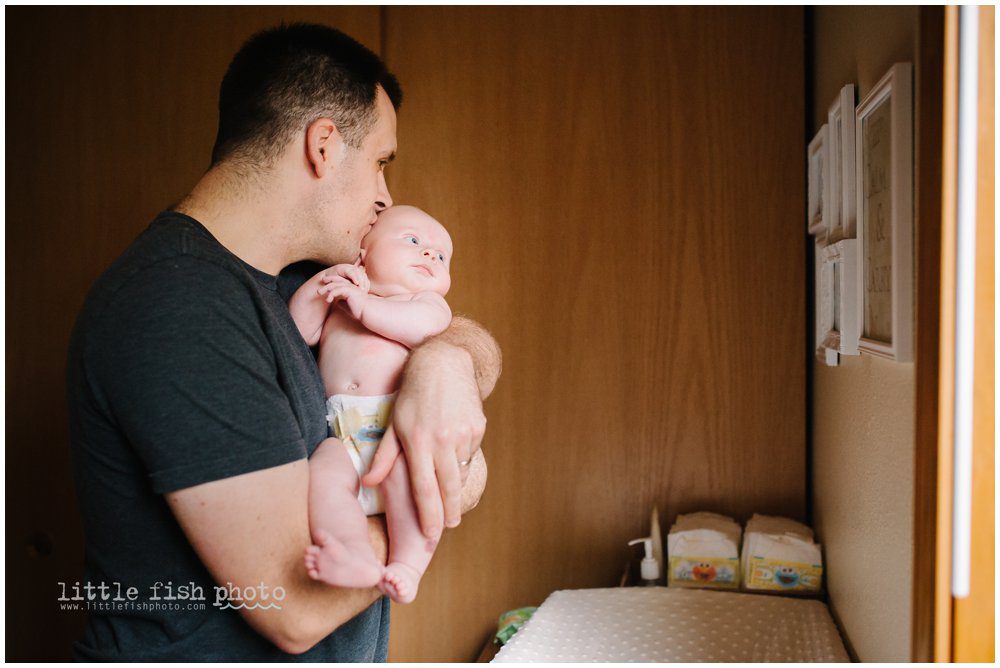 3 month old baby girl at home with mom and dad - family lifestyle photography
