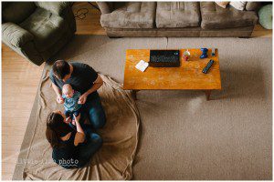 3 month old baby girl at home with mom and dad - family lifestyle photography