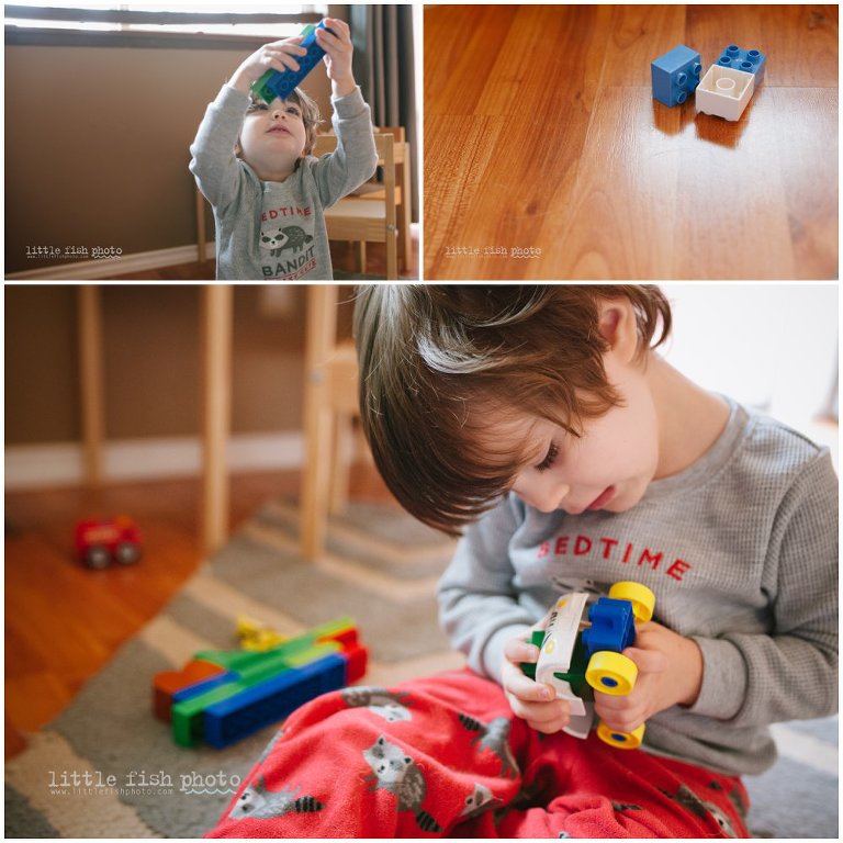 little boy plays with legos - Kitsap Documentary Family Photographer