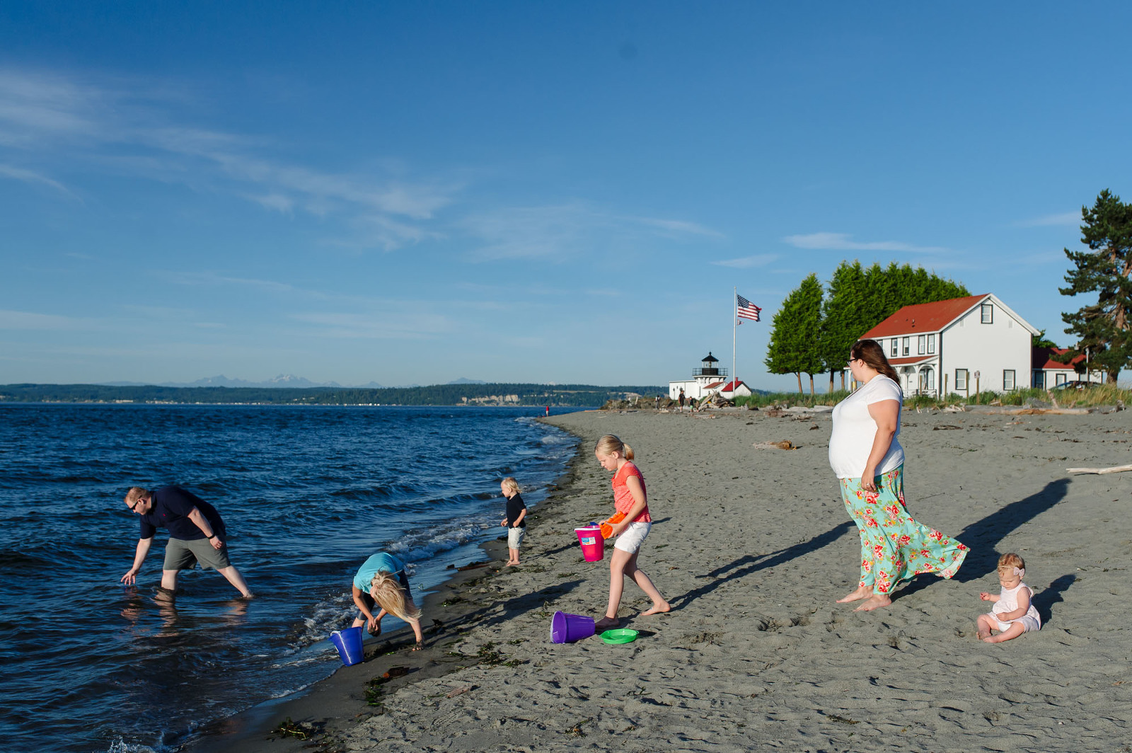 family at beach