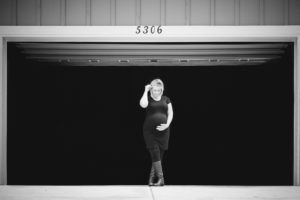 mother to be in garage door