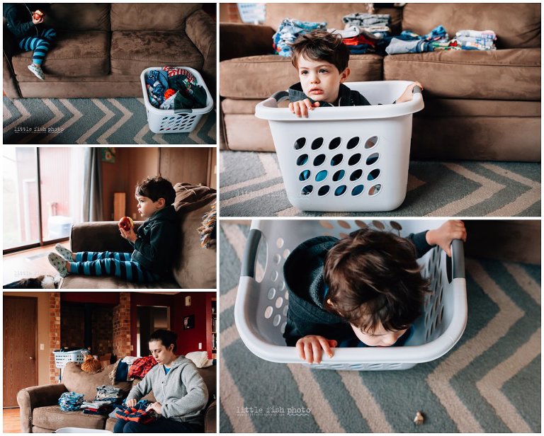 folding laundry, day in the life -  Kitsap Lifestyle Photographer