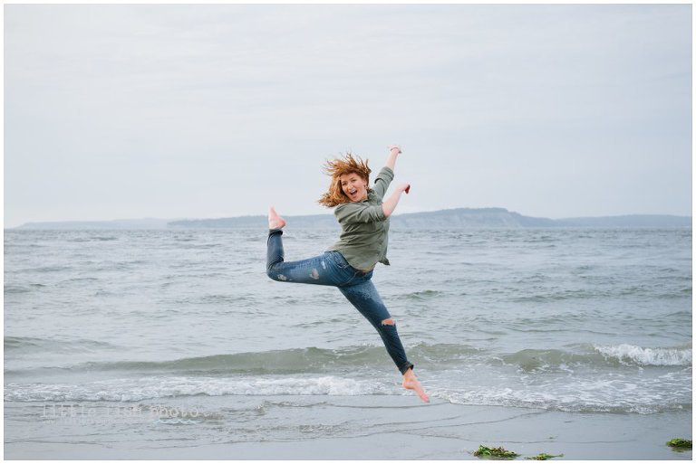 high school girl dancing on beach in washington -  Kitsap Lifestyle Photographer