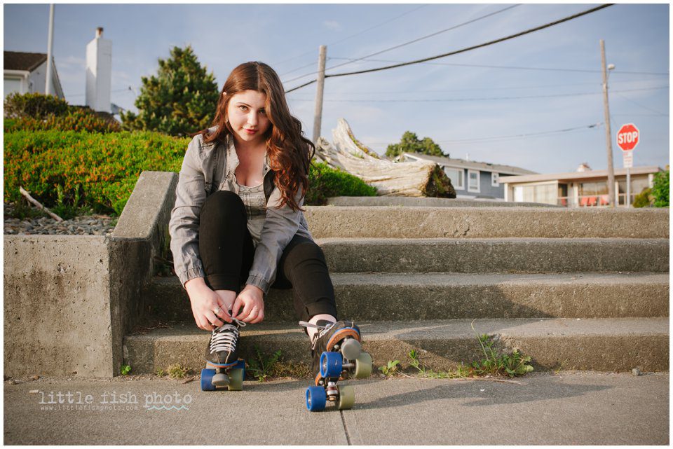 Roller derby girl on Alki Beach
