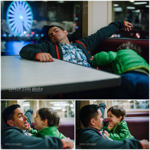 father and son on ferry