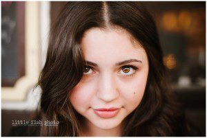 high school girl with hazel eyes portrait