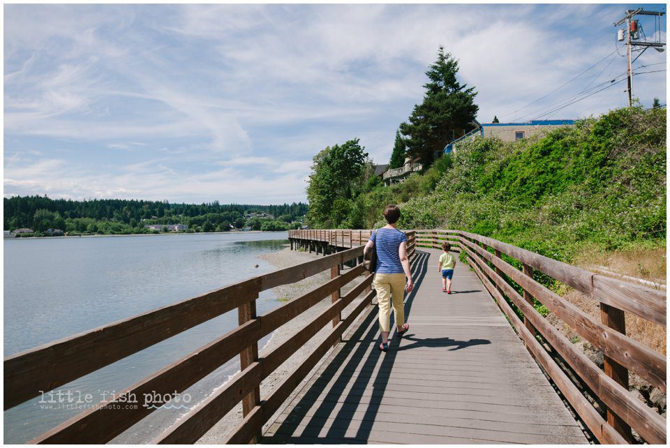 boy plays at waterfront park in Poulsbo