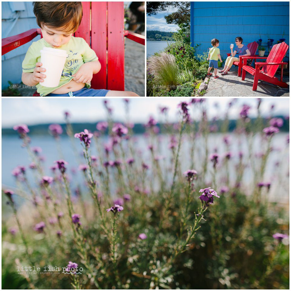 boy has drink in courtyard