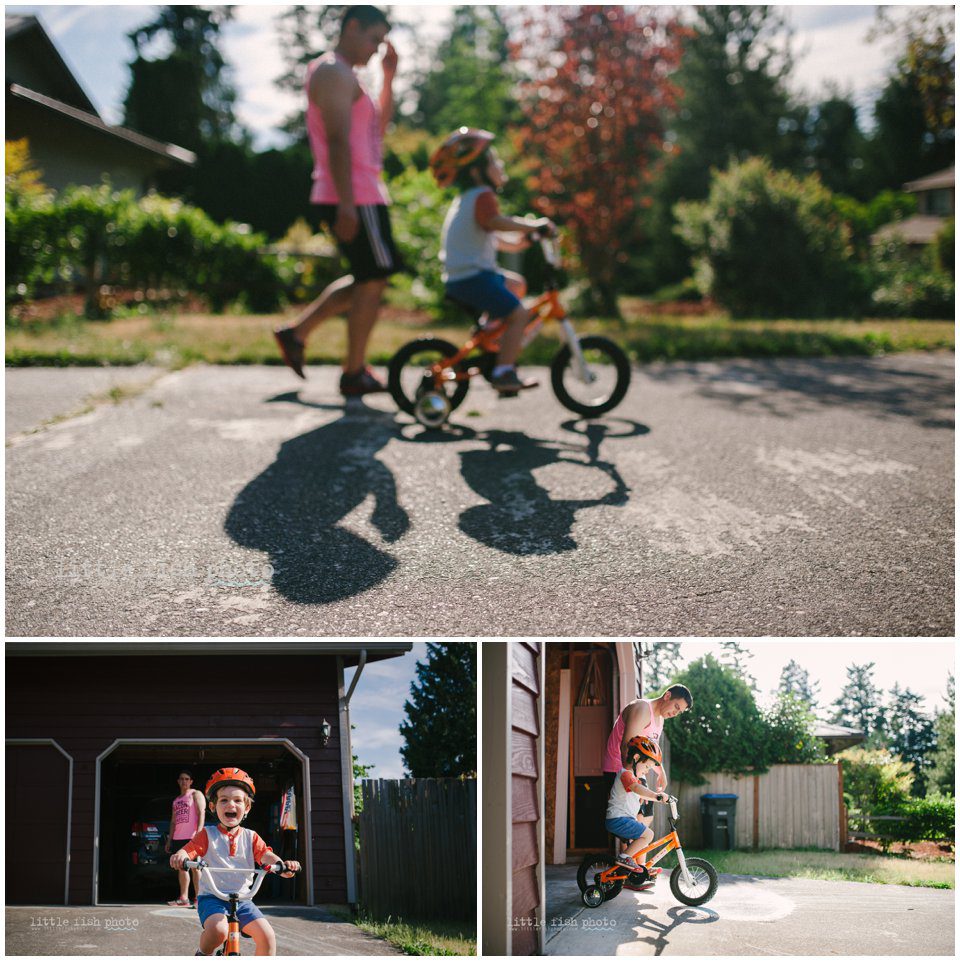 little boy rides bike