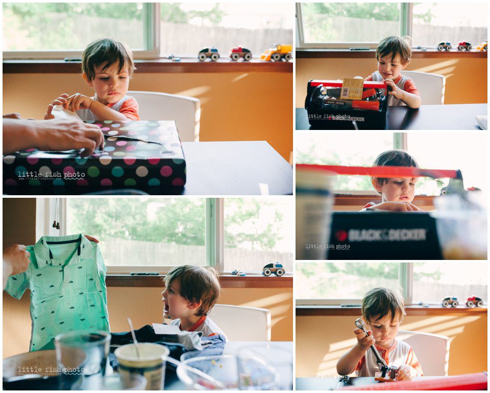 birthday cake and presents