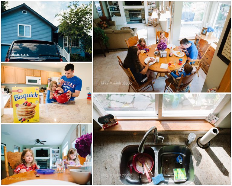 Family eating pancakes - wedding anniversary photography