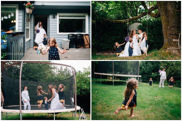 family playing in backyard - wedding anniversary photography