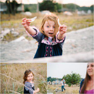 family plays on beach