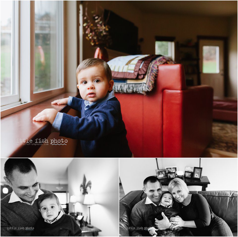 family of 3 spends time at home