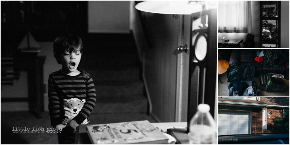 boy in PJs yawns