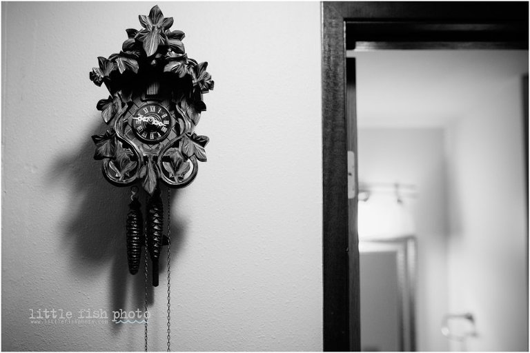 cuckoo clock on wall at night