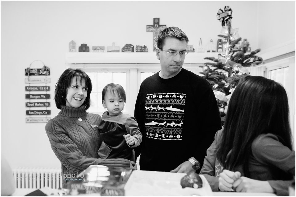 Family decorating for Christmas