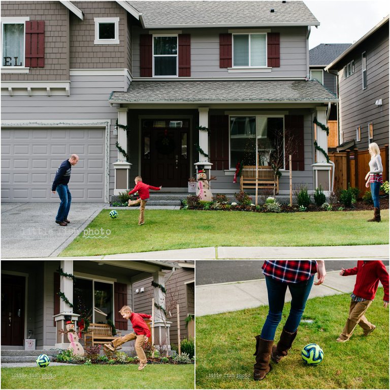 Family at play in front yard