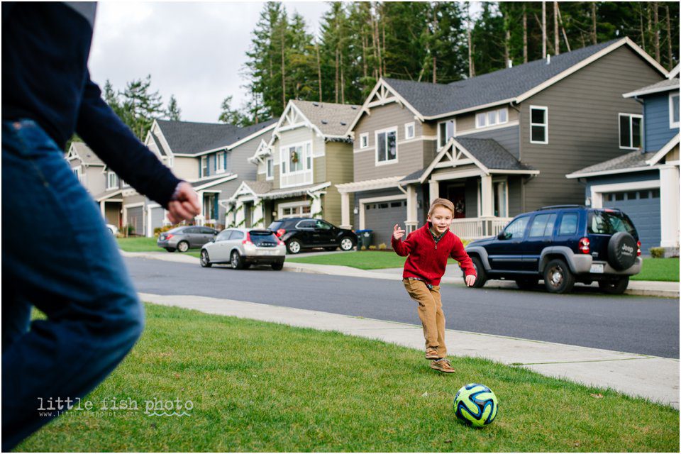 Family at play in front yard