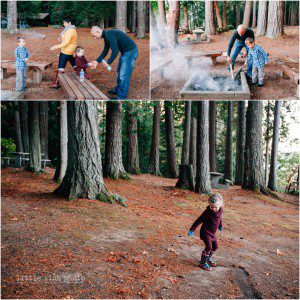 family puts out camp fire