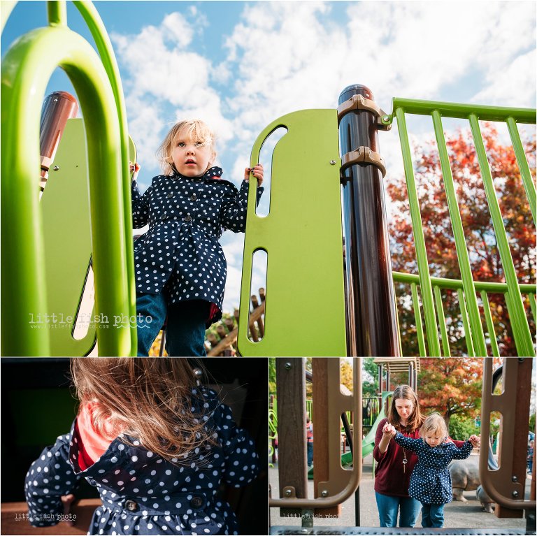 2 year old girl on playground - Documentary Family Photographer