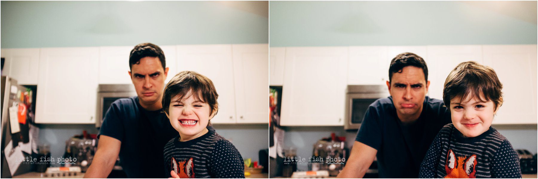child makes faces with father - Kitsap Family Photographer