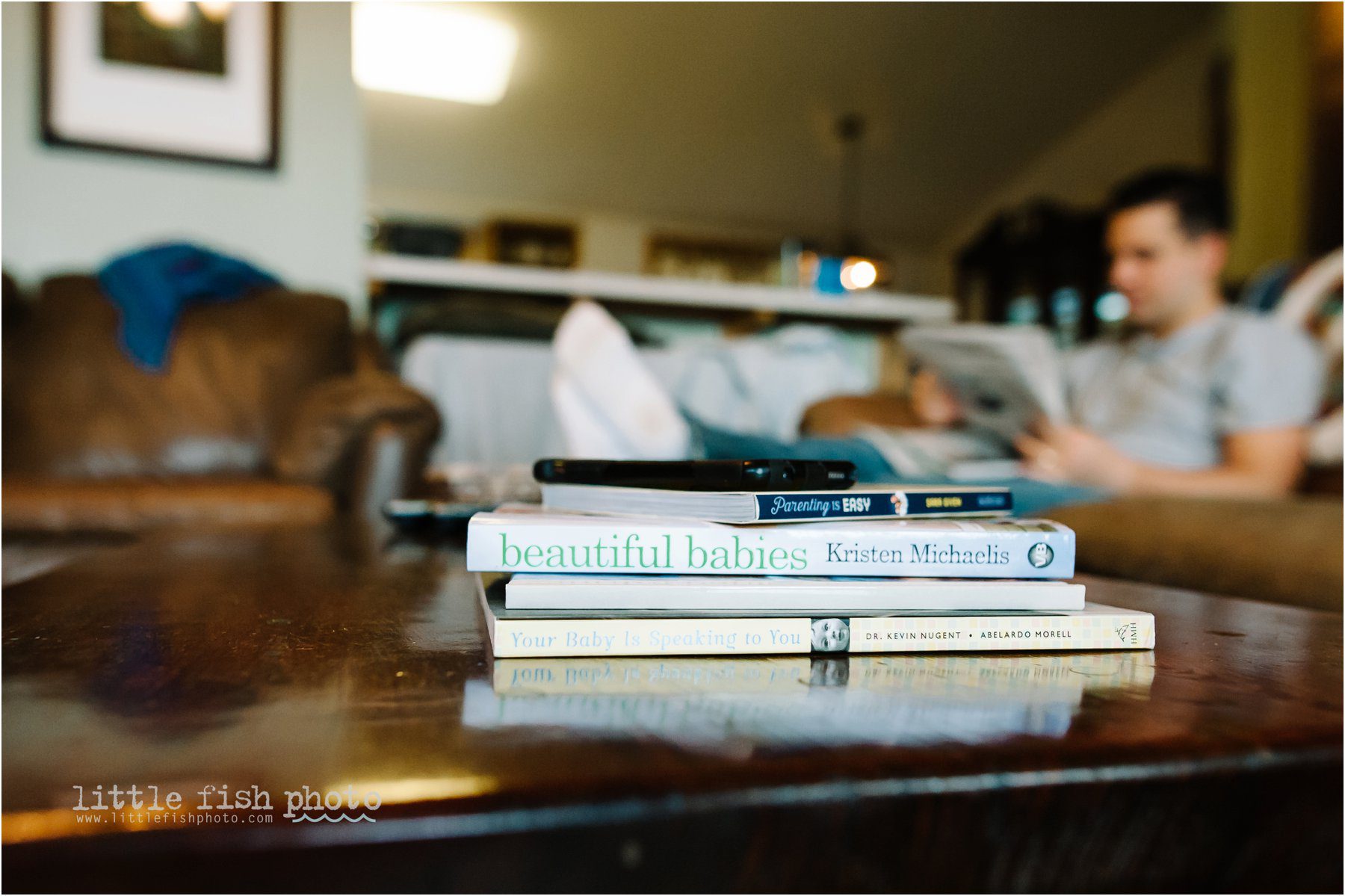 stack of baby books - Bainbridge Island documentary baby photographer