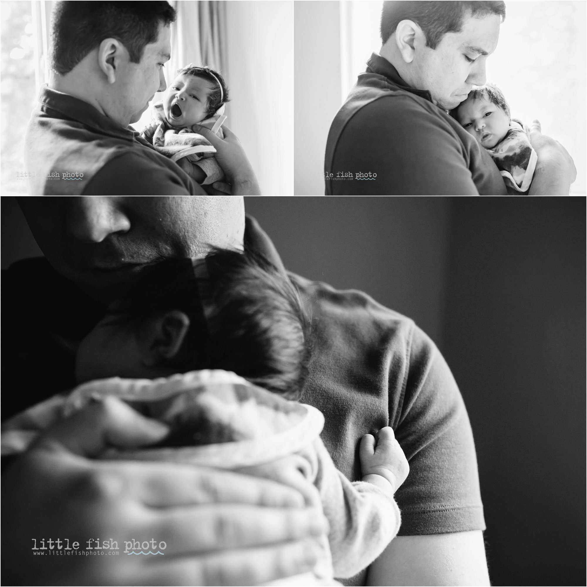 newborn girl is held by father - Bremerton Lifestyle Newborn Photographer