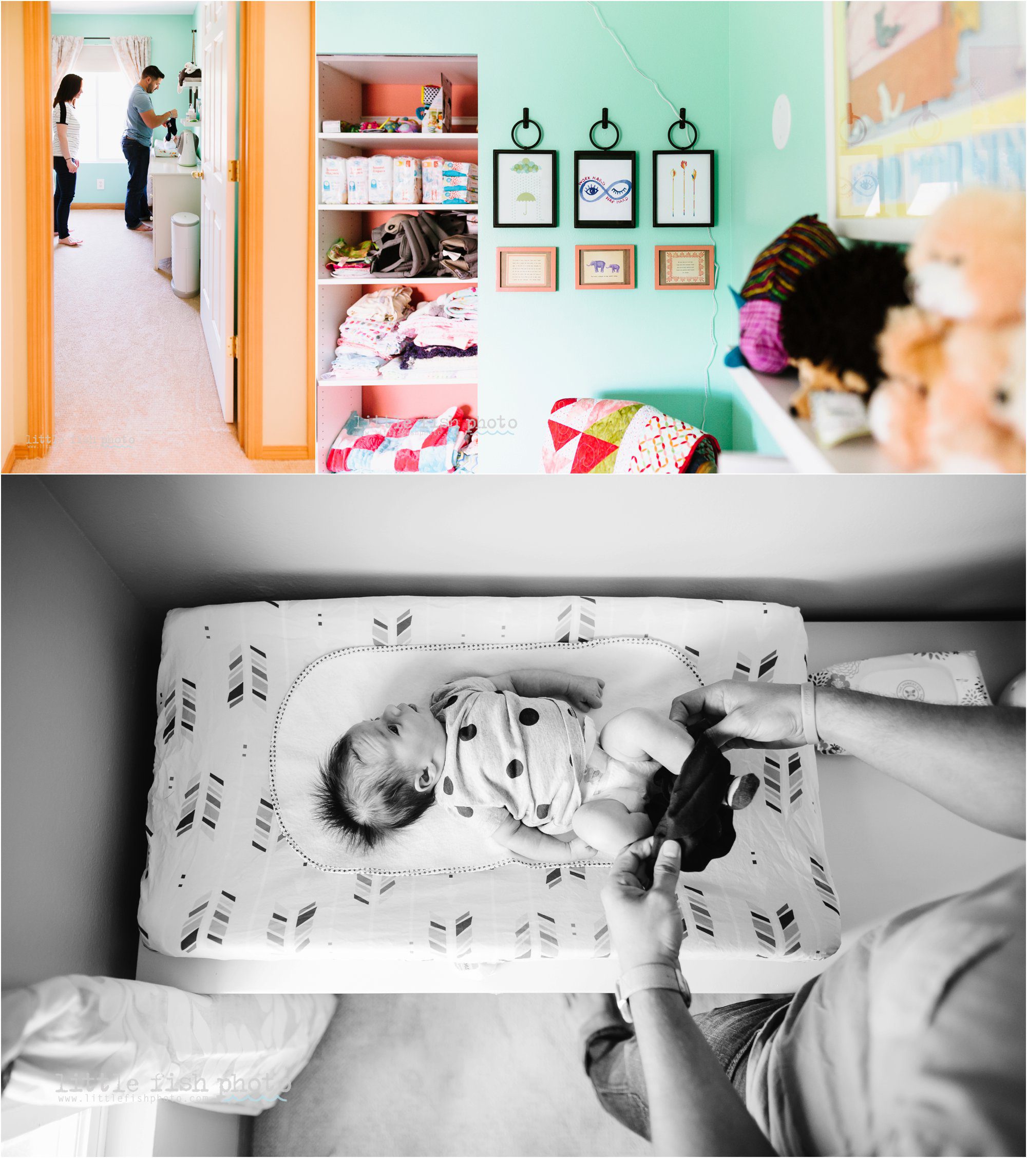 baby gets a diaper change in nursery