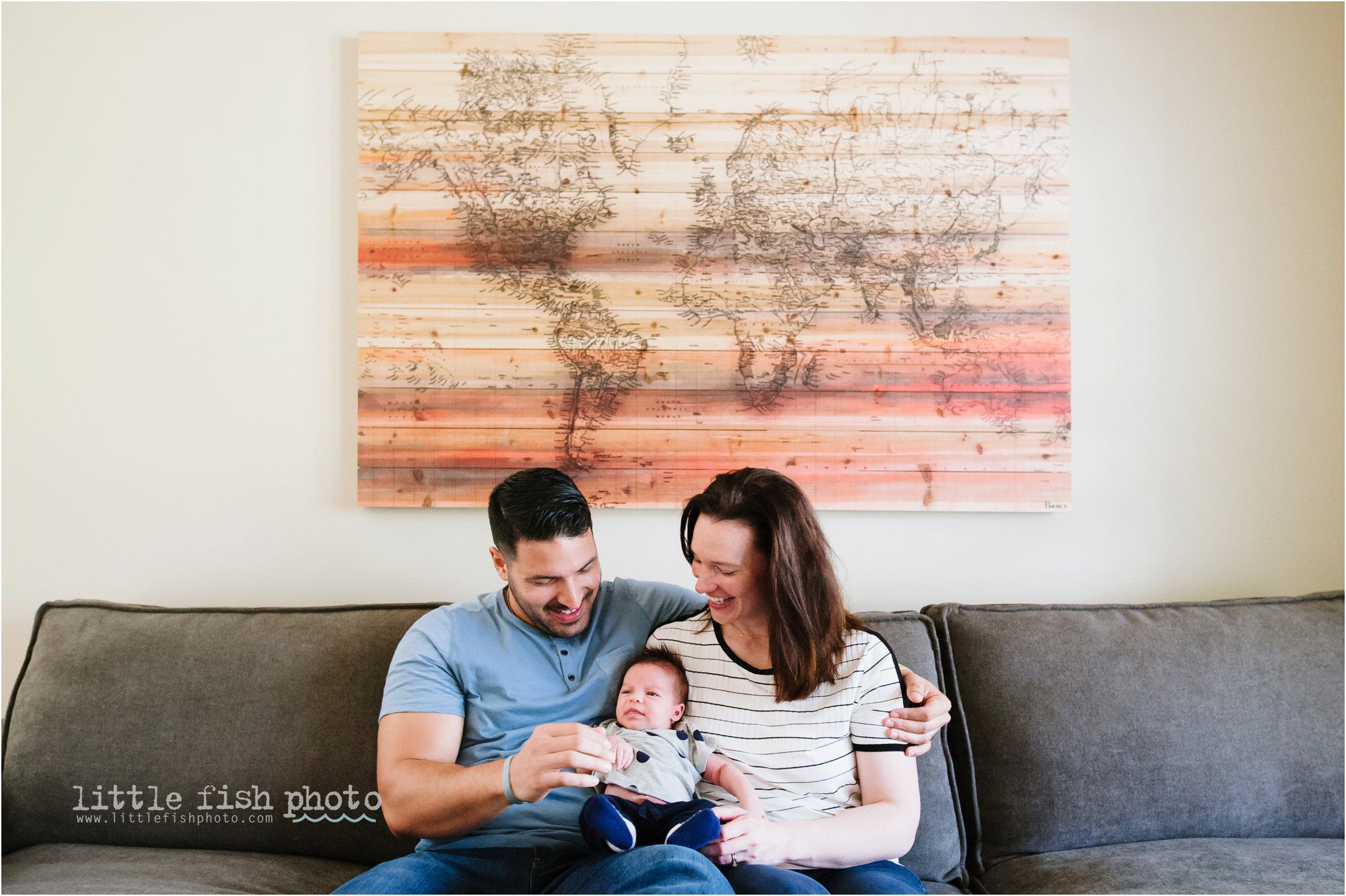 family of three on couch
