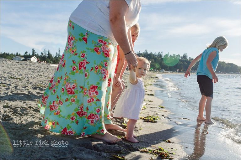 Family with one year old girl on beach - Kitsap Lifestyle Family Photographer