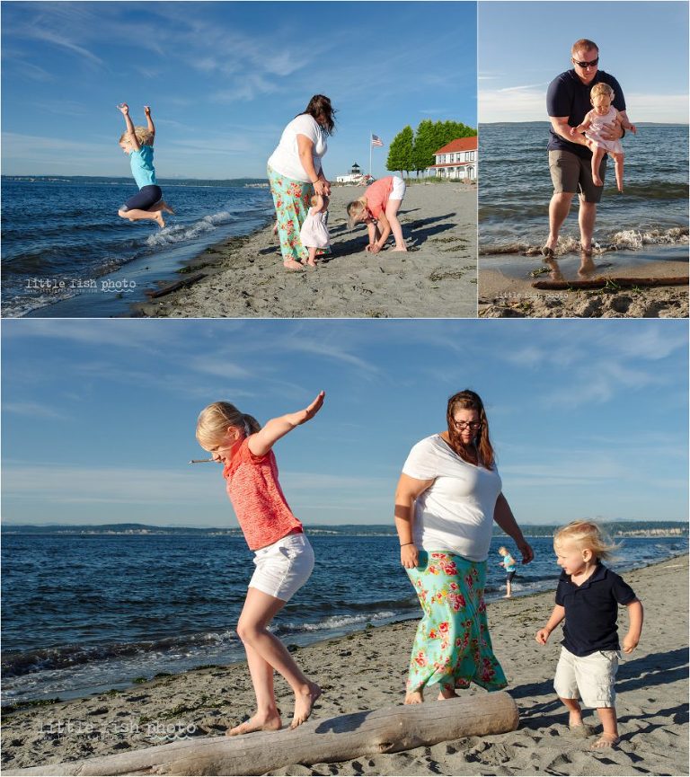 Family of 6 at beach - Kitsap Lifestyle Family Photographer