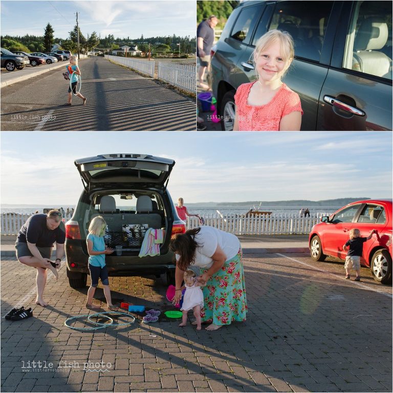 family at car after beach trip - family plays in sand at the beach - Kitsap Lifestyle Family Photographer