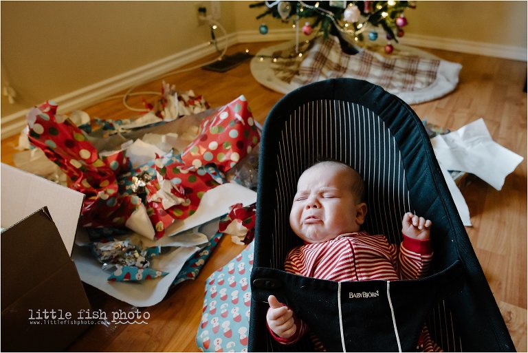 baby cries on Christmas morning 
