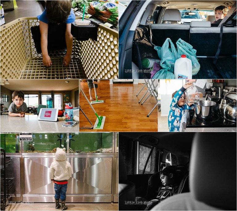 boy running errands and doing chores - Kitsap Documentary Family Photographer