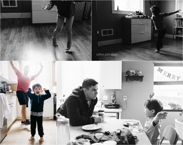 boy dancing at home - Kitsap Documentary Family Photographer