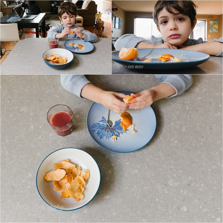 boy eating an orange