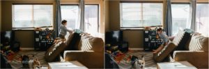 boy plays on deconstructed couch