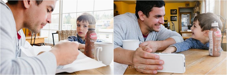 boy has lunch with father - Documentary Family photography