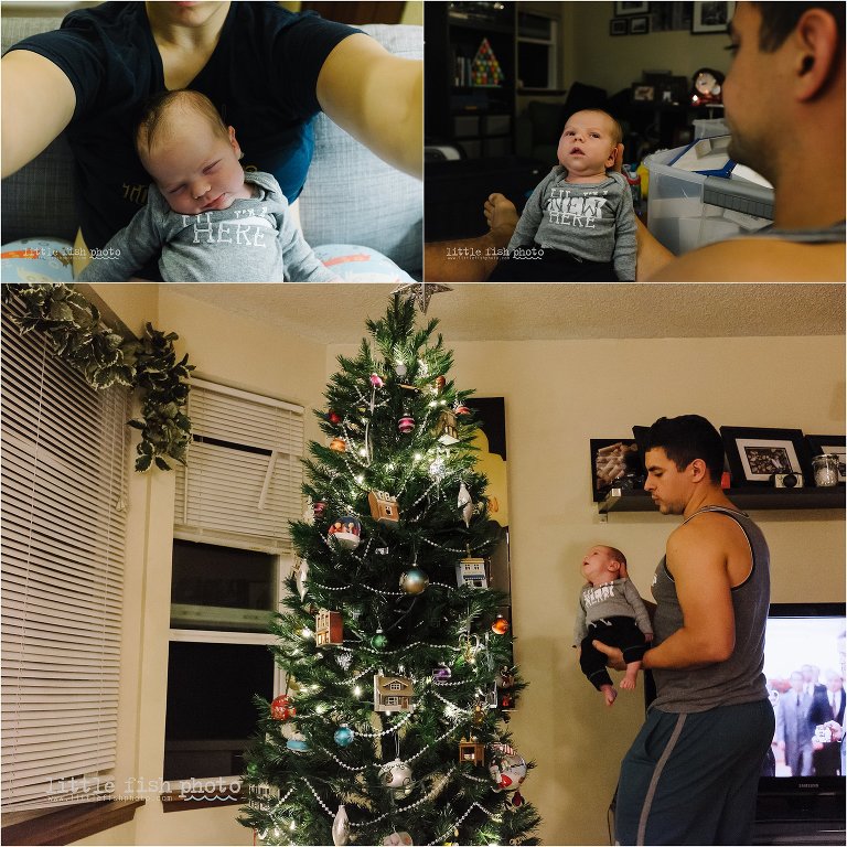 baby with parents at christmas