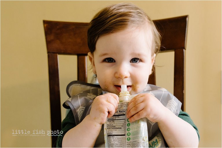 boy with baby food - Bremerton Lifestyle Family Photographer