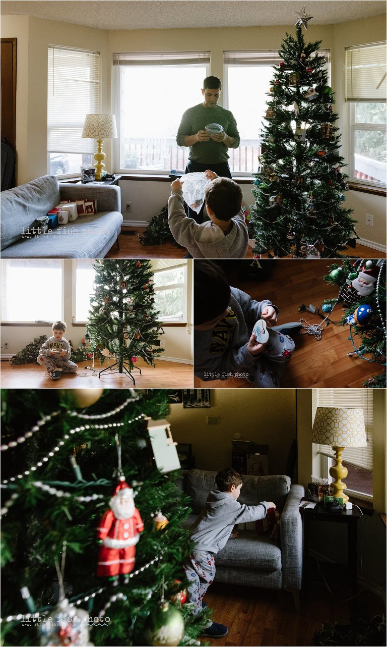 taking down christmas decor - Poulsbo Documentary Family Photography